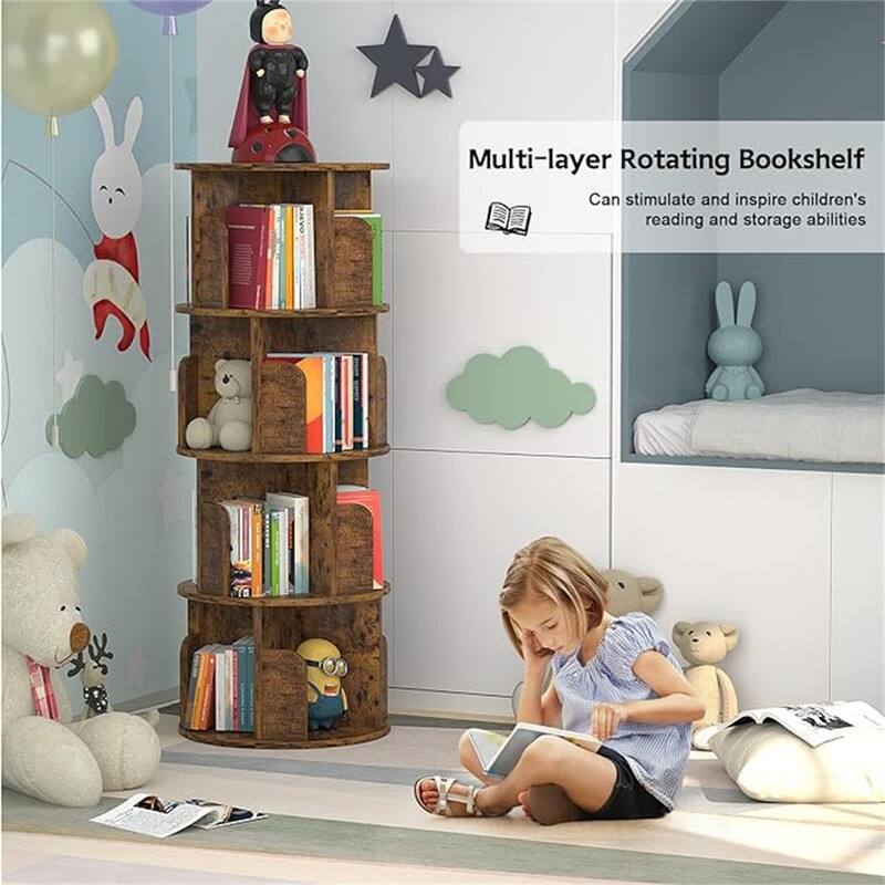 360 Display 4 Tier Floor Standing Bookcase Storage Rack - 15.7"D x 15.7"W x 51.2"H