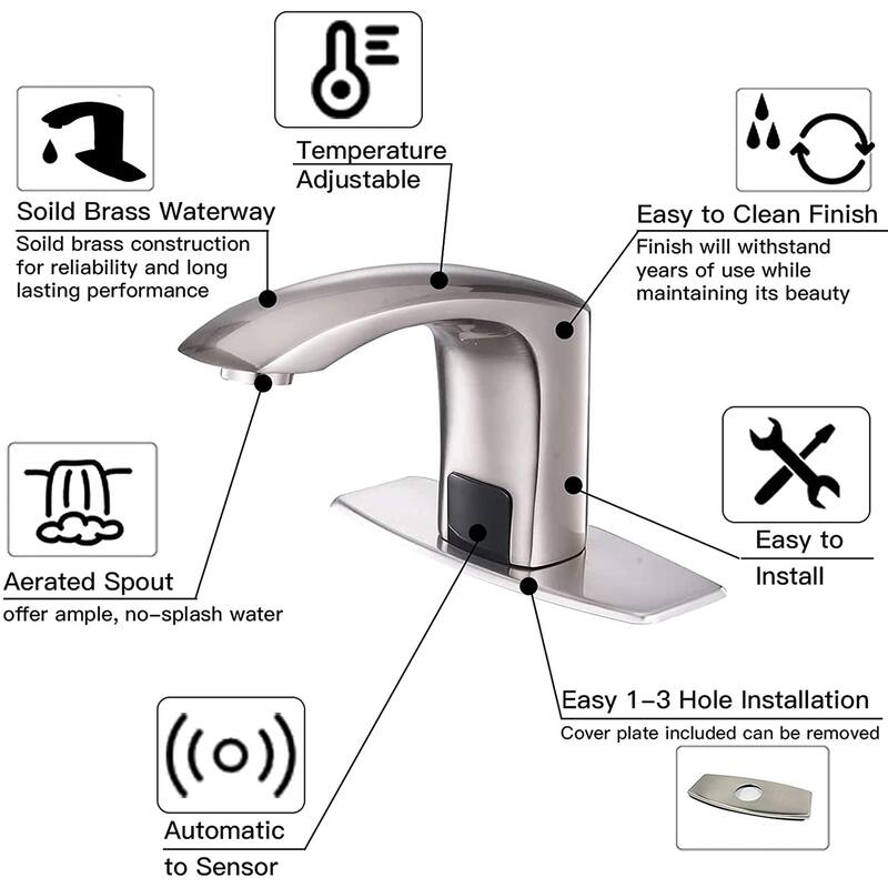 Touchless Bathroom Sink Faucet Automatic Sensor Single Hole Modern Bathroom Vanity Basin Faucets Smart Mixer Taps With Valve