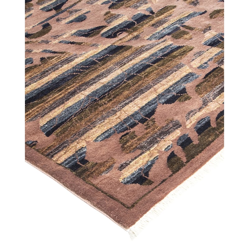 Overton Hand Knotted Wool Contemporary Abstract Beige Area Rug - 4' x 6'