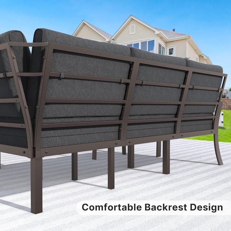 Kullavik Aluminum Corner Sofa Set, Patio Outdoor Sectional Sofa Set with Armrests and Footrests