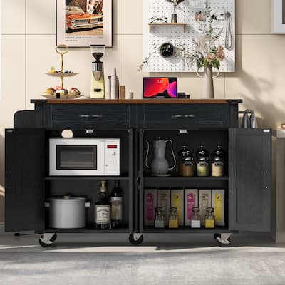 53.5''Farmhouse Kitchen Island with Power Outlet