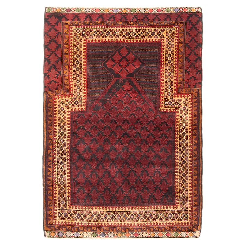Teimani Burgundy Rug 3'3" x 4'9" - 3'3 x 4'9 - Burgundy - 3'3 x 4'9