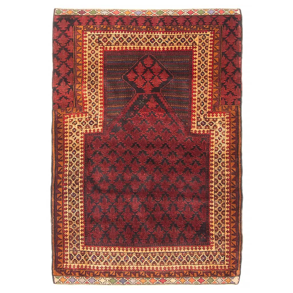 Teimani Burgundy Rug 3'3" x 4'9" - 3'3 x 4'9