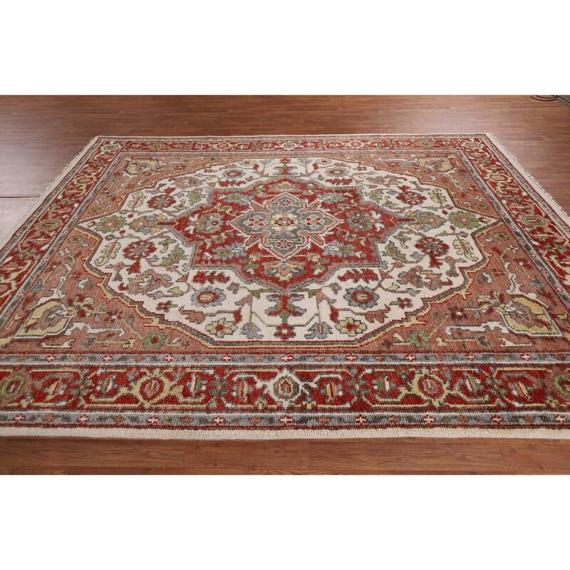 Heriz Serapi Indian Area Rug Handmade Wool Carpet - 7'9" x 10'2"