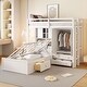 preview thumbnail 2 of 13, L-Shaped Wood Twin Bunk Bed White Hydraulic Storage Bed w/ Wardrobe, 6 Drawers