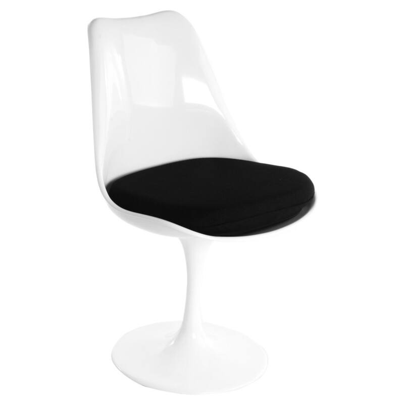 Tulip White Armless Dining Chair With Black Seat (Set of 4) - H31.5 (SH17.5)x W19x D21.5