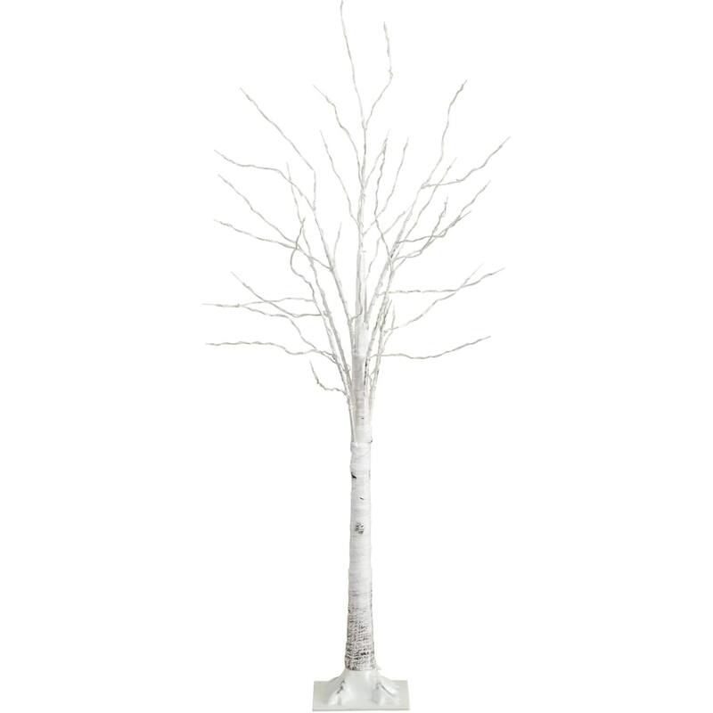 5ft. Pre-Lit Artificial White Birch Tree with 240 Warm White LED Lights - Bright Seasonal Holiday X-Mas Display