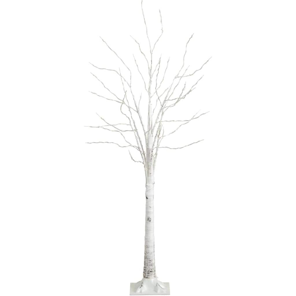 5ft. Pre-Lit Artificial White Birch Tree with 240 Warm White LED Lights - Bright Seasonal Holiday X-Mas Display