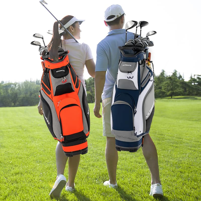 10.5'' Golf Stand Bag w/14 Way Dividers Rain Hood 7 Zippered Pockets - See Details