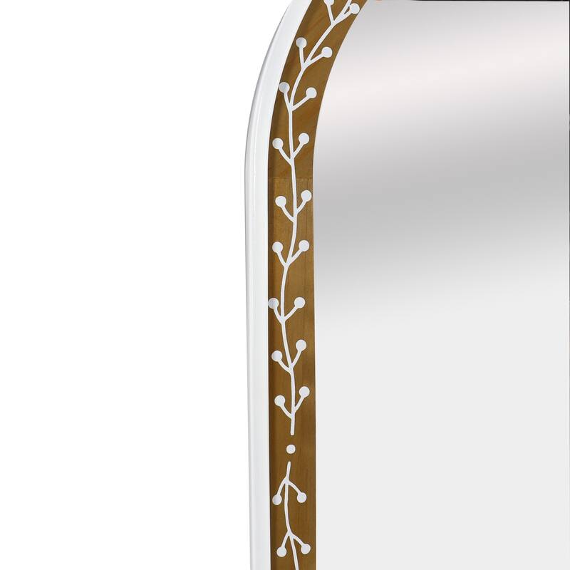 Azalea Park 34.6" Floral Metal and Wood Arched Wall Mirror