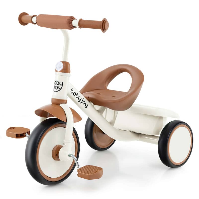 Babyjoy Kids Tricycle Toddler Trike with Adjustable Seat & Storage - See Details - Beige