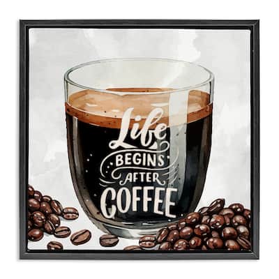Stupell Life Begins After Coffee Framed Floater Canvas Wall Art Design By Kim Allen