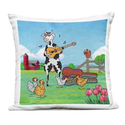 Stupell Busking Cow with Audience Printed Outdoor Throw Pillow Design by Roger Straub