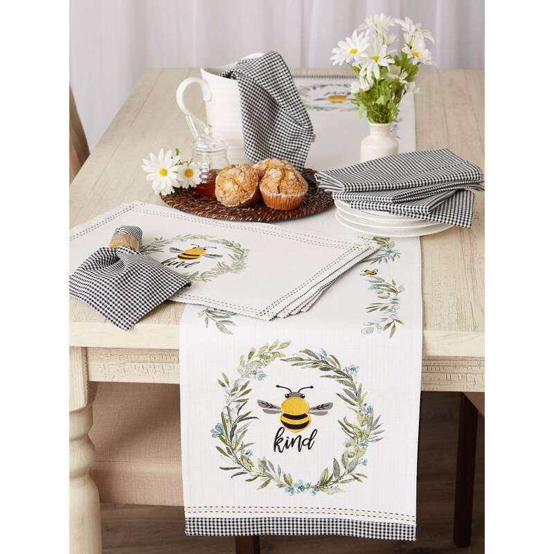 DII Black/Semi Bleach Gingham Napkin (Set of 6) - Napkin Set