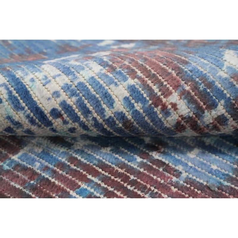Hand Knotted Oriental Viscose Silk Carpet Modern Abstract Multi-Colored Abstract Area Rug - 7' 9'' X 4' 11''