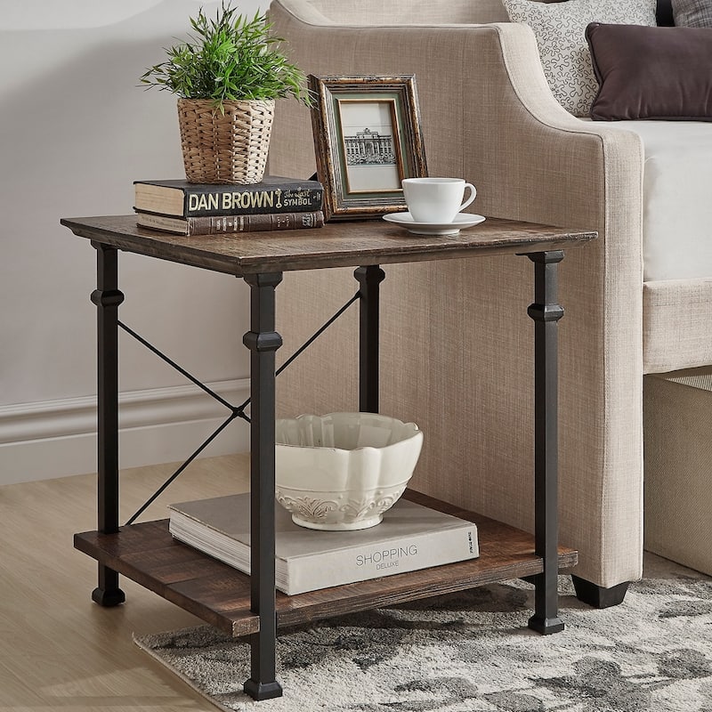 Myra Vintage Industrial Modern Rustic End Table by iNSPIRE Q Classic