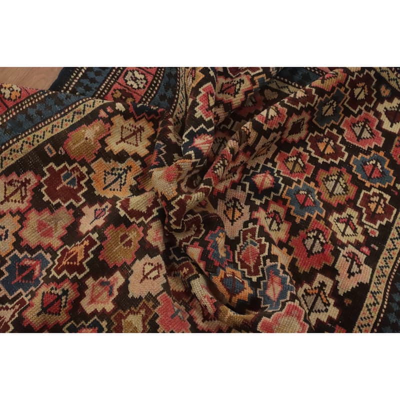 Hand Knotted Oriental 100% Wool Carpet Traditional Geometric Multi-Colored Kazak Area Rug - 5' 5'' X 3' 10''