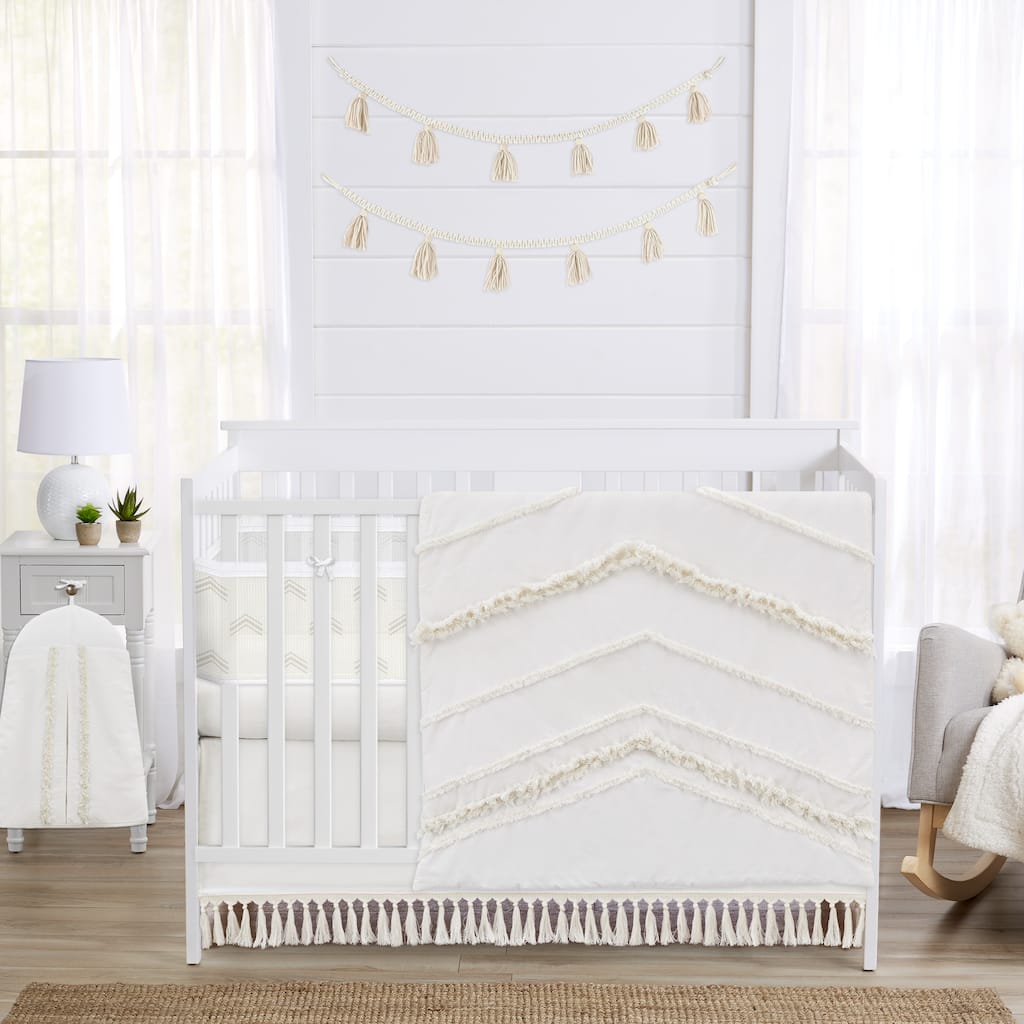 Sweet Jojo Designs 6p Crib Bedding + BreathableBaby Breathable Mesh Liner Ivory Boho Chic Boy Girl Gender Neutral