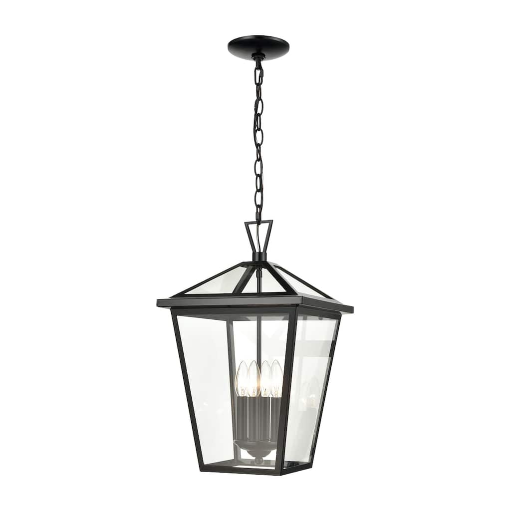 Atlas Lighting Main Street Traditional Tapered Cage Clear Glass Outdoor Pendant - 12 inch Wide