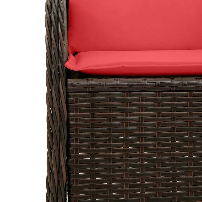 vidaXL Garden Bench with Cushion Brown Poly rattan - 26 x 43 x 37