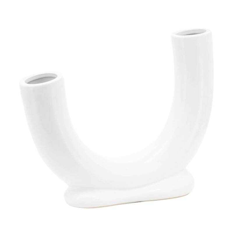 Sagebrook Home Ceramic U-Shaped Decorative Vase Contemporary Abstract Style Vase Unique Artistic Decor