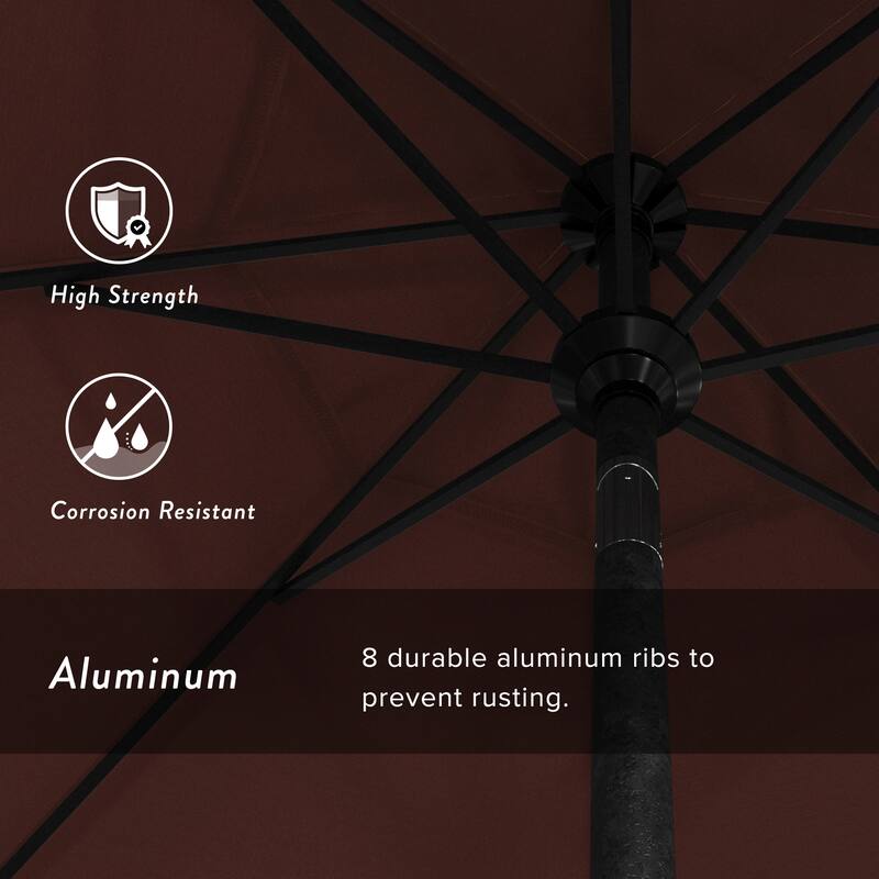 California Umbrella 9' Rd Golden State Series Patio Umbrella Black Aluminum Frame Crank Lift Collar Tilt Sunbrella Cilantro