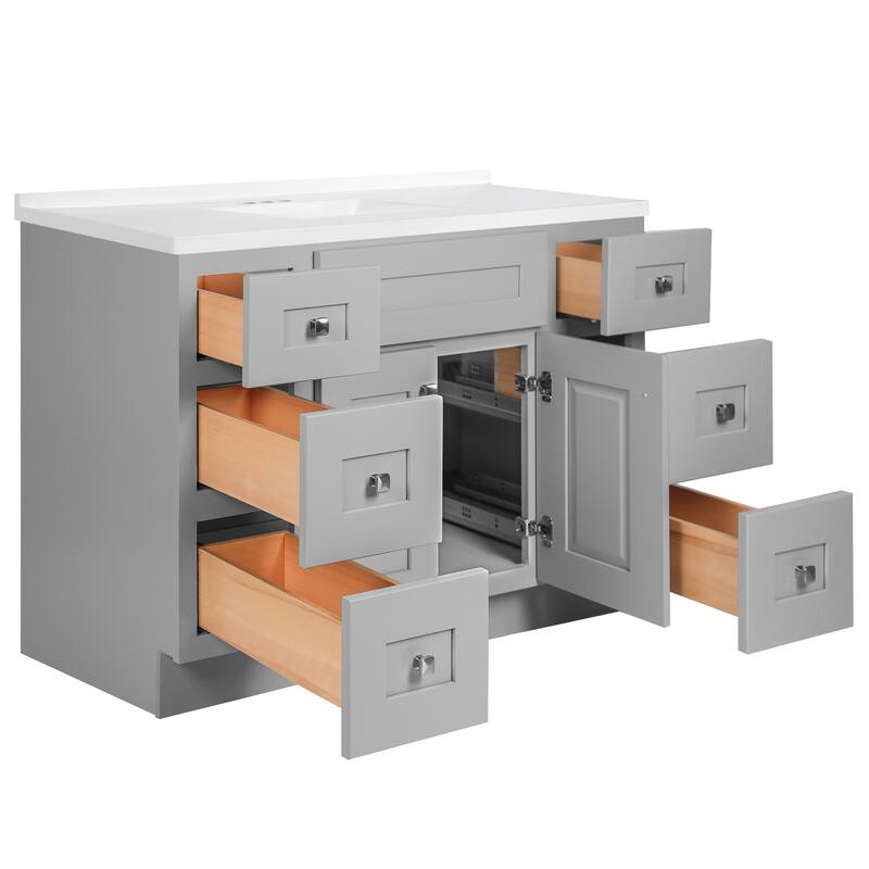 Brookings 49 Inch Fully Assembled Bath Vanity with Modern White Top