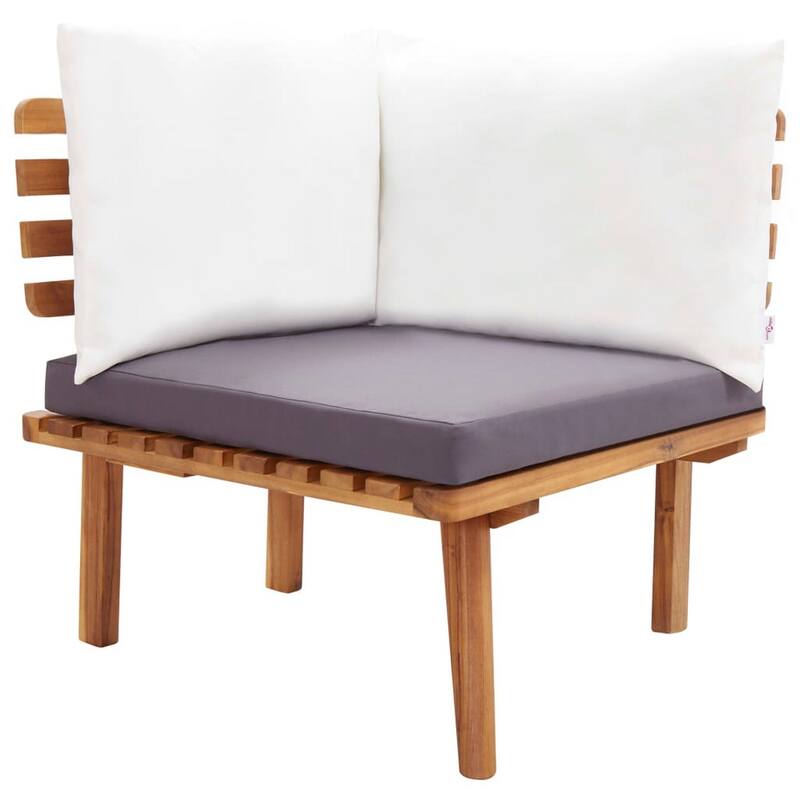 Roma 6pc Modular Outdoor Sofa and Coffee Table Set, Brown Acacia Wood