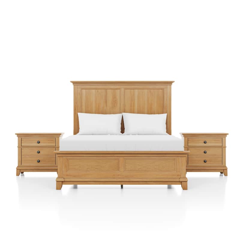 Furniture of America Wellington Farmhouse Natural Oak 3-Piece Solid Wood Kids Bedroom Set