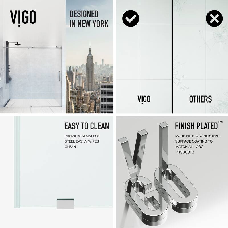VIGO Elan Frameless Sliding Shower Door