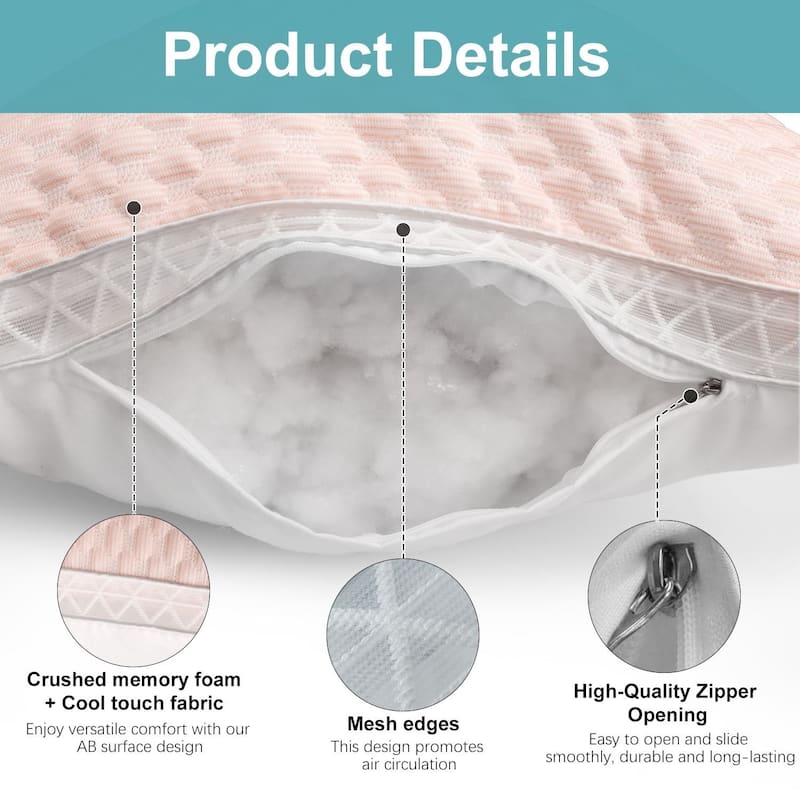 Cooling Breathable Soft Tofu Down Alternative Pillows,pink(set of 1 or 2) - Pink