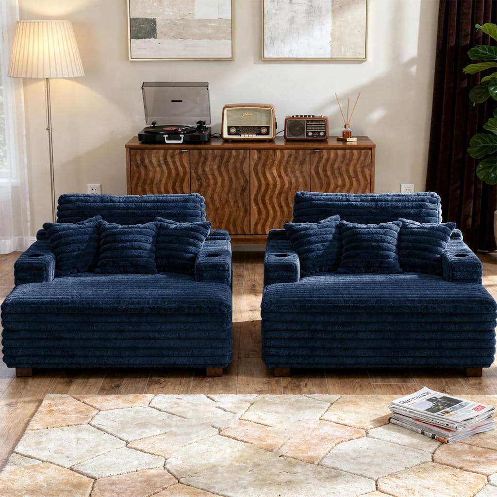 53" Upholstered Chaise Lounge Indoor Sofa with Pillows
