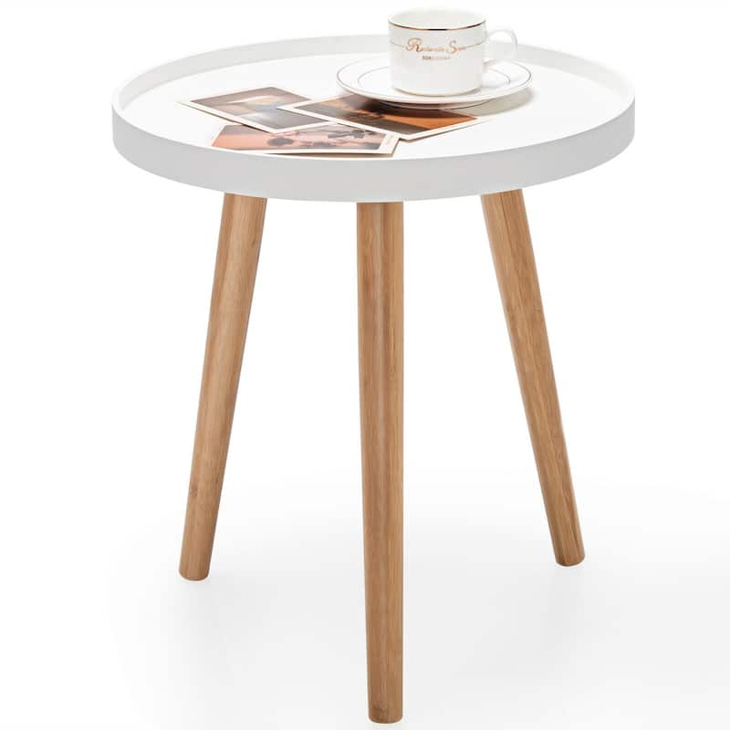 Gymax Round Side Table Sofa Coffee End Accent Table Nightstand Home - 16'' x 16'' x 17'' - White - 16'' x 16'' x 17''