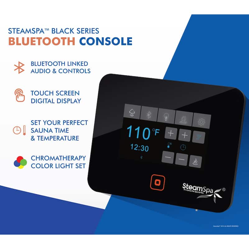 SteamSpa Black Series Bluetooth 12kW QuickStart Steam Bath Generator