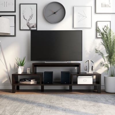 Furniture of America Rami Modern 3-Shelf Espresso Finish TV Stand, Sleek Media Console for Living Room Entertainment