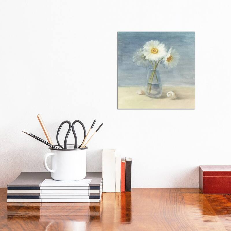 iCanvas "Daisies and Shells" by Danhui Nai Canvas Print - 12x12x1.5