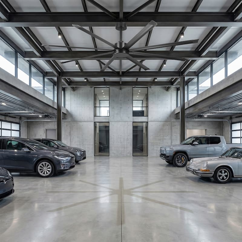 100-inch Black Extra Large Industrial 8 Aluminum Blades High Ceiling Fans with remote control - 99.8" W x 23.62" H