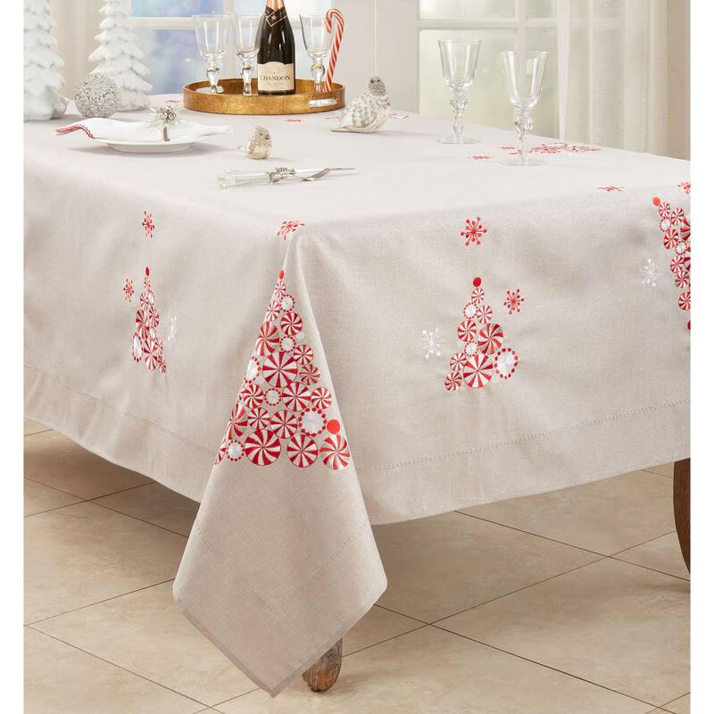 Peppermint Design Christmas Tree Tablecloth