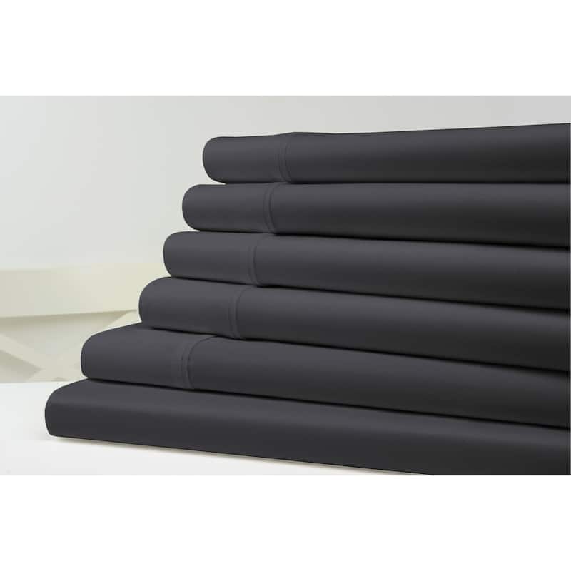 Kathy Ireland 1200 Thread Count 6 Piece Cotton Rich Sheet Set - California King - Charcoal