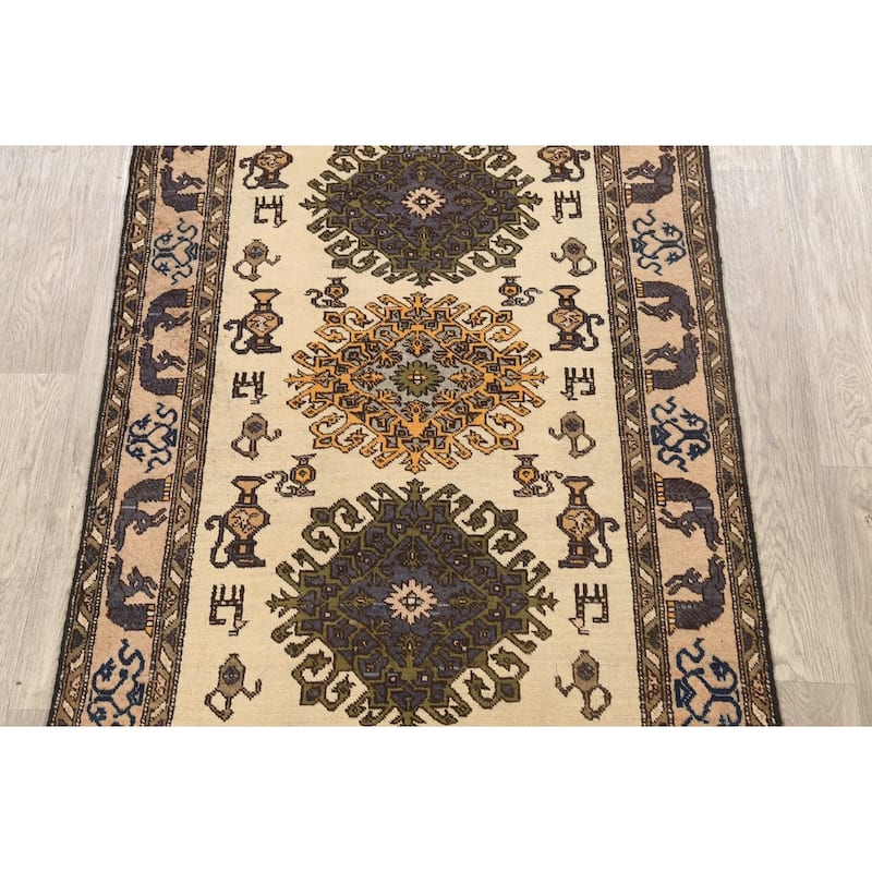 Traditional Geometric Bakhtiari Persian Area Rug Handmade Wool Carpet - 3'7" x 5'4"