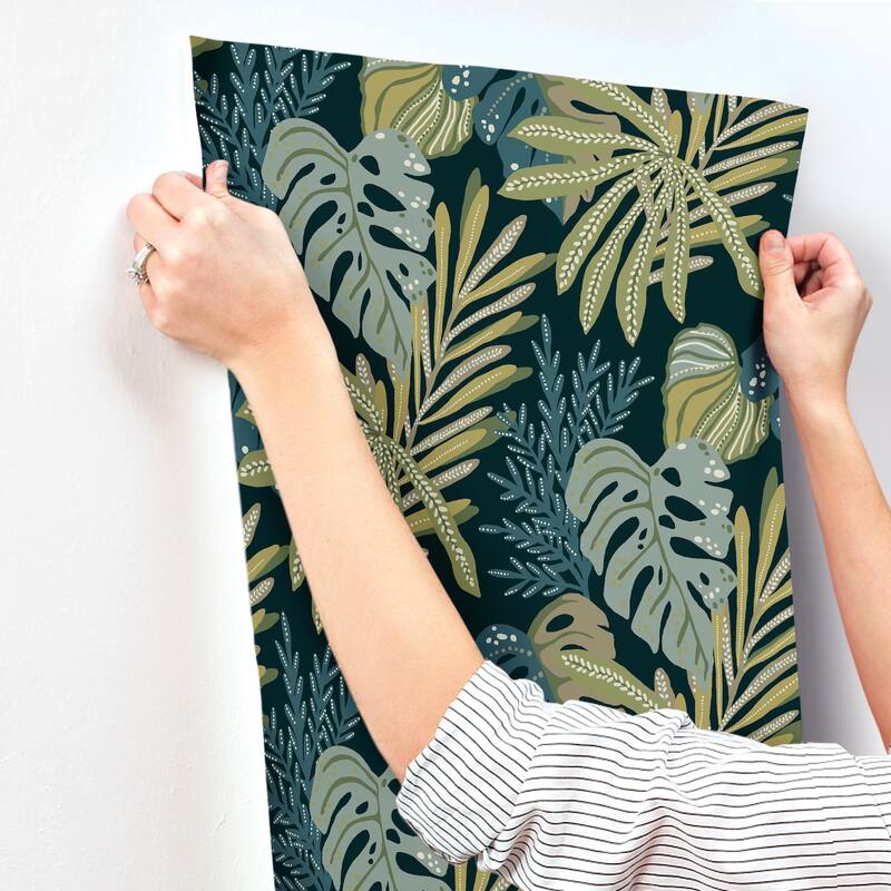 A-Street Prints Alocasia Green Tropical Foliage Wallpaper
