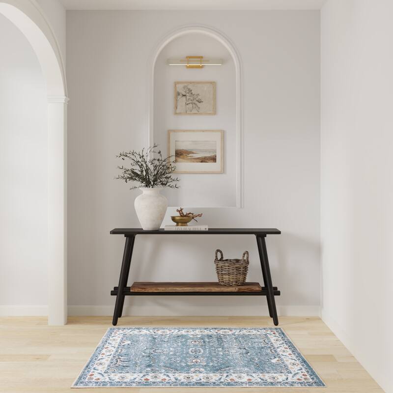 Nourison Astra Machine Washable Indoor only Persian Area Rug - Blue - 3'3" x 5'