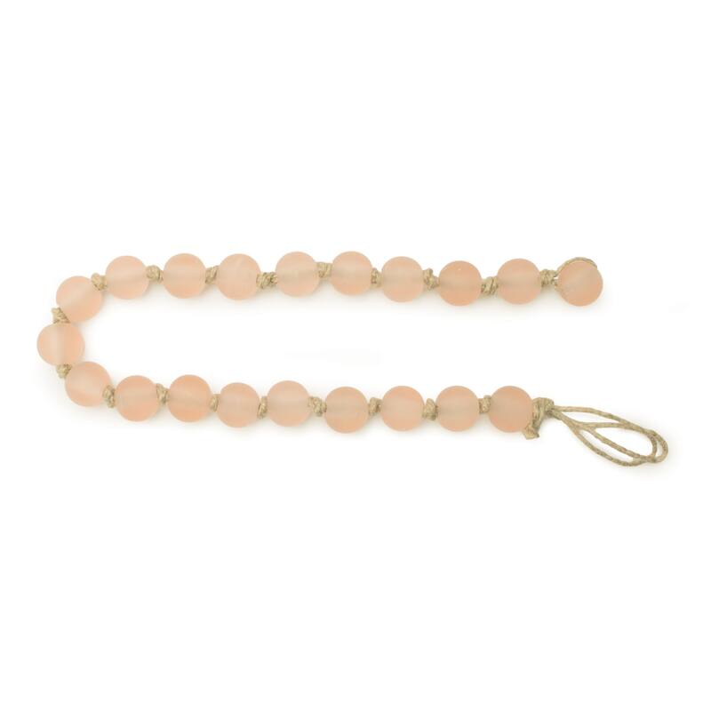 24” Set of 2 Frosted Glass Bead Garland with Jute Rope Ideal for Christmas and Winter Decor - 24”L - Pink, Beige