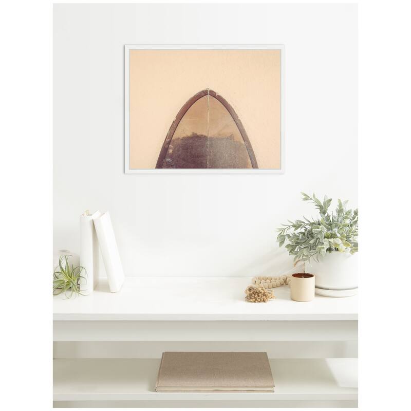 Kate and Laurel Sylvie Abstract Minimalist Coastal Retro Surfboard Framed Canvas by Saint and Sailor Studios