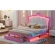 preview thumbnail 12 of 12, Full Size Upholstered Platform Bed with LED Lights and Drawer