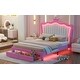 preview thumbnail 25 of 25, Twin/Full Size Upholstered Platform Bed with LED Lights and Drawer