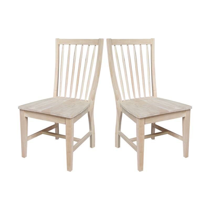Set of Two Solid Wood Audrey Dining Chairs, Unfinished