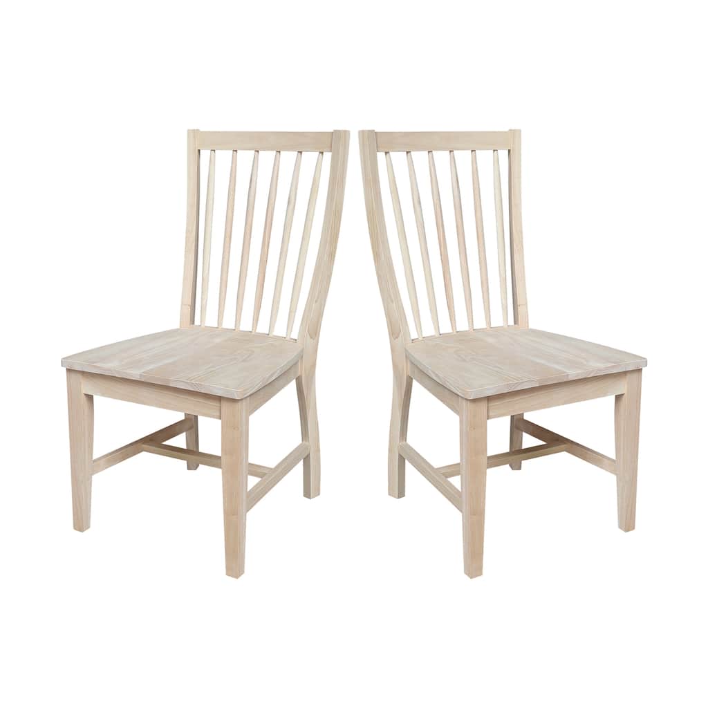 Set of Two Solid Wood Audrey Dining Chairs, Unfinished