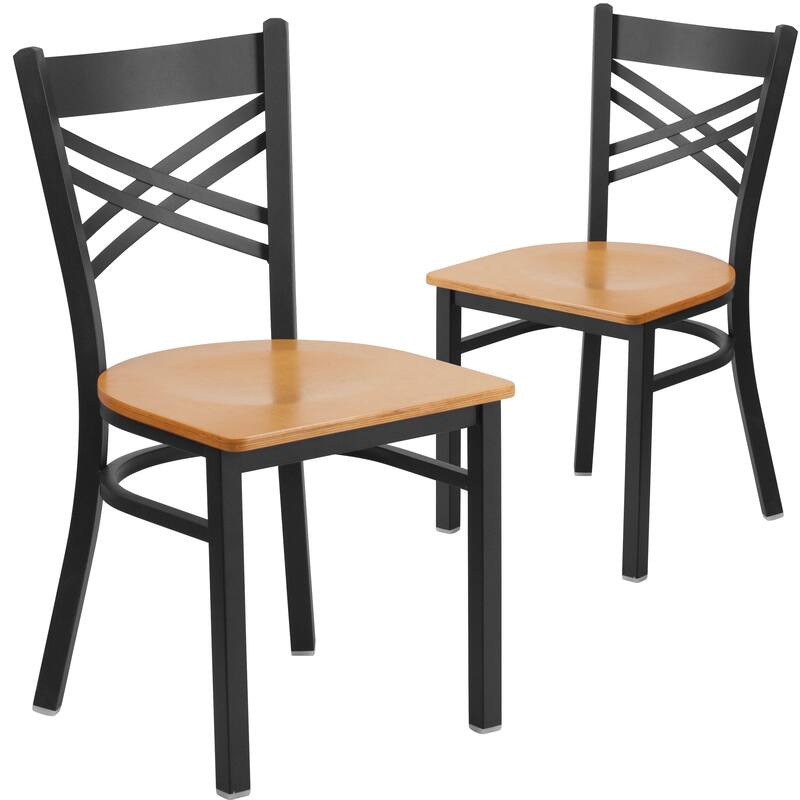 Steel X-back Restaurant Chair (Set of 2) - 16.5"W x 17"D x 32.25"H
