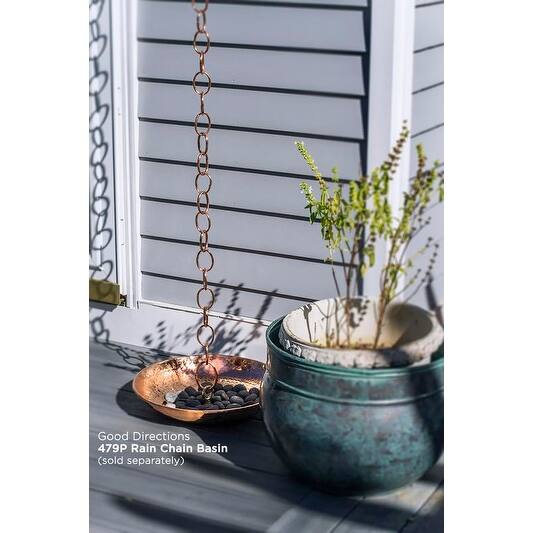 Small Single Link Rain Chain Polished Copper by Good Directions